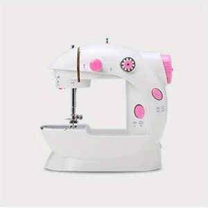 SHEIN 1pc Sewing Machine Mini Portable Household Night Light Foot Pedal Straight Line Hand Table Two Wire Kit Electric Sewing Machine Pink EU Plug,UK Plug,US Plug