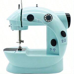 SHEIN 1pc Sewing Machine Mini Portable Household Night Light Foot Pedal Straight Line Hand Table Two Wire Kit Electric Sewing Machine Green