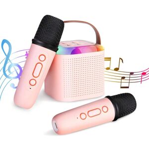 SHEIN Karaoke Machine For Adults Portable Bluetooth Speaker With 2 Wireless Microphones, Gifts Toys For All Year Old Birthday Family Home Party(Pink) Pink one-size