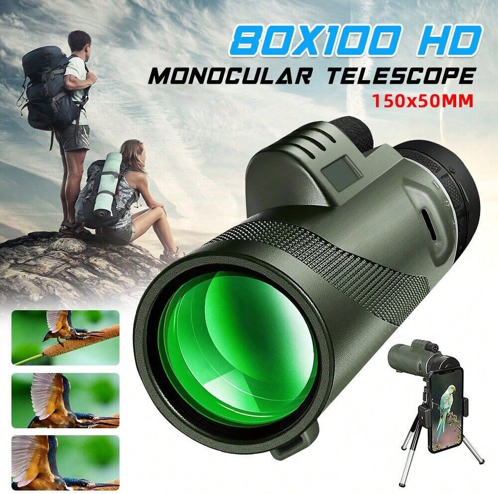 SHEIN Super High Power 80x100 Portable Waterproof Monocular Telescope Binoculars HD Green