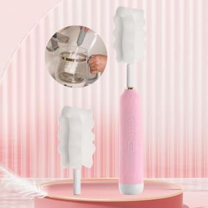 SHEIN Electric Cleaning Brush Nps4 Model, Comes With 2 Brush Heads. Fashion Pink Color. Suitable For Cleaning Cups, Water Bottles, Sponges, Silicone Brushes, Etc. Has 3-speed Adjustable Gears. Great For Kitchen, Daily And Office Cleaning. Usb Rechargeable