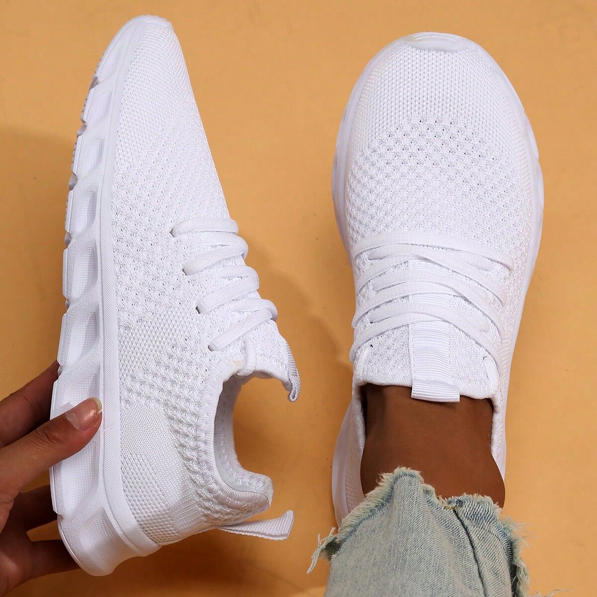 SHEIN Womens Casual Shoes Ladies Shoes Walking Work Shoes Lightweight Tennis Shoes Non Slip Comfortable Running Sneakers White Trainers Chaussures Femme White EUR36,EUR37,EUR38,EUR39,EUR40,EUR41,EUR42 Women