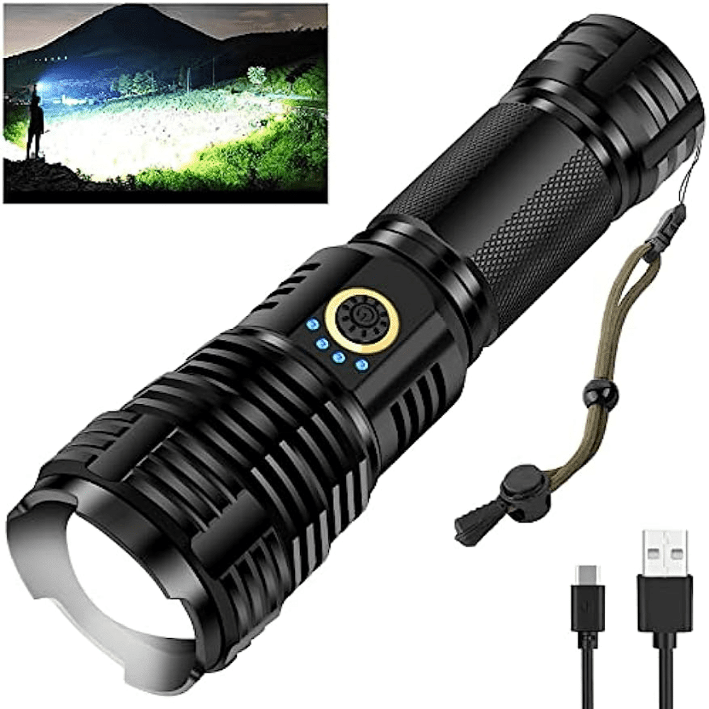 SHEIN LBE Rechargeable Brightest LED Flashlight Black one-size