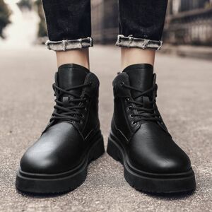 SHEIN British Style Workwear Boots For Men, Autumn/winter, High Top Pu Leather Shoes, Vintage Motorcycle Short Boots, Mid Top Soft Pu Leather Boots Black CN39,CN40,CN41,CN42,CN43,CN44