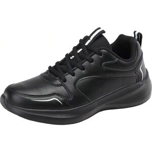 SHEIN Autumn And Winter Style Unisex Black Warmth Faux Leather Chunky Bottoms Sports Shoes, Lightweight And Durable, Not Tiring Work Shoes, Fashionable, Breathable, All-match Style Sports Shoes, Non-slip Men's And Women's Casual Shoes, Solid Black Dirt Re