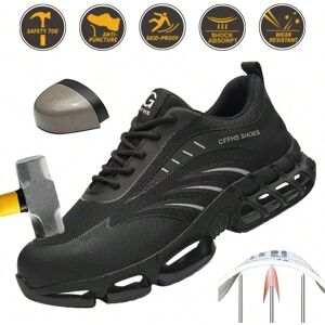 SHEIN Men's Steel Toe Safety Work Shoes, Anti-Smashing, Anti-Piercing, Breathable, Lightweight And Comfortable, For Sports Black CN38,CN39,CN40,CN41,CN42,CN43,CN44,CN45,CN46