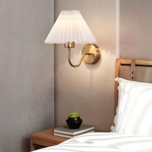 SHEIN E27*2Packs Fabric wall lamp Nordic interior wall lamp ,85~265VElegant bedside wall lamp with LED Bulb 3000K/ 4000K/6500K Single head wall lamp Linen lampshade Wall mounted lamp suitable for bedrooms, living rooms, hotels Gold 2Packs without bulbs,2p