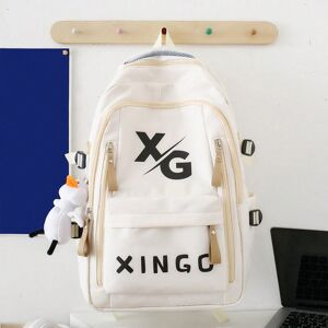 SHEIN Large Capacity Solid Color School Backpack With Fabric Material, Suitable For Elementary And Middle School Students White