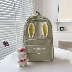 SHEIN Fashionable And Cute Rabbit Ear School Backpack With Double Shoulder Straps For Middle School And High School Students, Adorned With Adorable Bunny Pendant, Large Capacity With Double Compartment, Ideal For Traveling, Commuting And Studying Green