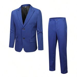 SHEIN Men's Blue Stripe Suit Set Blue L,M,S,XL,XXL Men