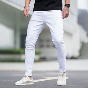 SHEIN Men's Solid Color Slim Fit Fashion Jeans White L,M,S,XL,XXL Men