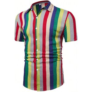 SHEIN Men's Fashion Striped Short Sleeve Shirt Multicolor L,M,S,XL,XXL Men