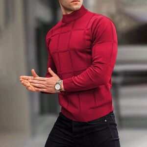 SHEIN Men's Plaid Jacquard Half Turtleneck Fashion Sweater Red L,M,S,XL,XXL Men