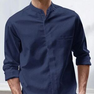 SHEIN Men'S Long Sleeve Casual Fashion Shirt Navy Blue L,M,S,XL,XXL Men