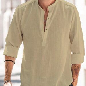 SHEIN Men'S Casual Fashion Long Sleeve Shirt Khaki L,M,S,XL,XXL Men