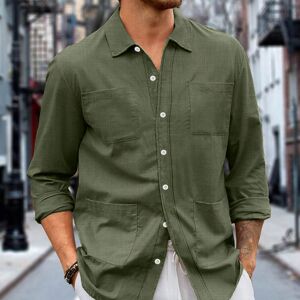 SHEIN Men's Casual Fashion Long Sleeve Shirt Green L,M,S,XL,XXL Men