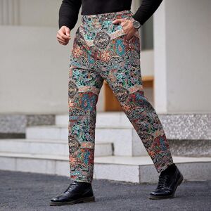 SHEIN Men's Woven Floral Printed Fashion Suit Trousers (Plus Size) Multicolor 1XL,2XL,3XL,4XL,5XL,6XL Men