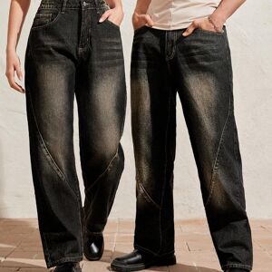 SHEIN 1pc Water-Washed Retro Casual Fashion Jeans Dark Wash L,M,S,XL,XS,XXL,XXS,XXXL,XXXXL Men