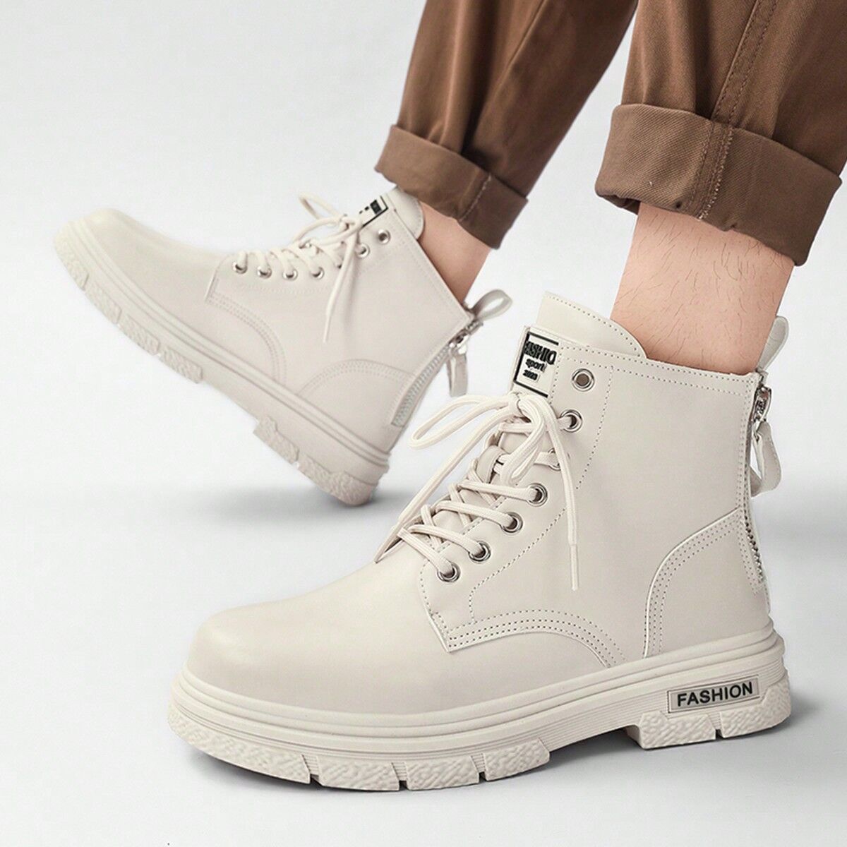 SHEIN Mid-calf Men's Casual Boots White CN39,CN40,CN41,CN42,CN43,CN44