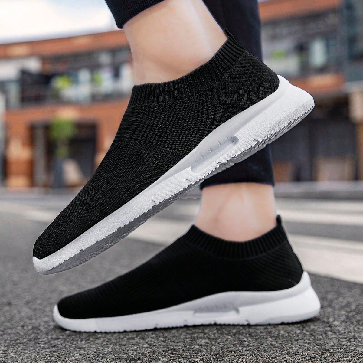 SHEIN Mens Slip On Shoes Loafers Casual Sneakers Lightweight Male Flats Work Gym Shoes Footwear Chaussure Homme Black and White EUR36,EUR37,EUR38,EUR39,EUR40,EUR41,EUR42,EUR43,EUR44,EUR45,EUR46