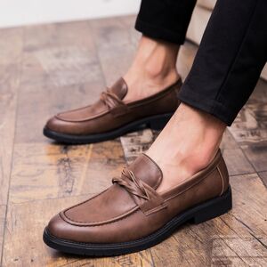 SHEIN Men's Business Increased Height Pointed Toe Pu Leather Shoes, Breathable Casual Fashionable Lace-up British Style Shoes Brown EUR37,EUR38,EUR39,EUR40,EUR41,EUR42,EUR43,EUR44