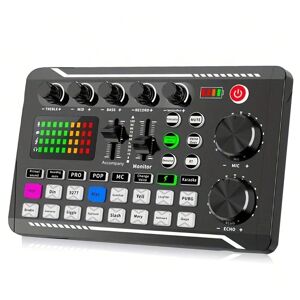 SHEIN Full set of live streaming sound card equipment, all-in-one sound card machine, mobile phone, computer recording, dubbing, live streaming sound modification, universal K song, sound repair, noise reduction, advanced sound card Black one-size