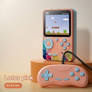 SHEIN G5 Macaron Portable Game Console, Mini Arcade With 500 Games, Hd Screen, Rechargeable Lotus Pink Double Version one-size