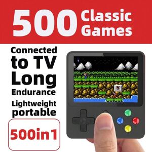 SHEIN 1pc Video Game Console, Mini Portable Handheld Gaming System With Av Output And Built-In 500 Classic Games Black one-size