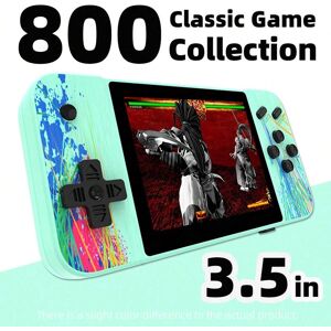 SHEIN Retro Handheld Game Console With 800 Classic Games, Big Screen, Two Player Mode, Including Tetris And Suitable For Kids Green one-size