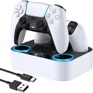 SHEIN Compatible With PS5 Controller Charger Station, PS5 Controller Accessories, Dual Fast Charging Station PS5 Controller Charger Compatible With Playstation 5 Controller/PS5 Dualsense Controller (White) White one-size