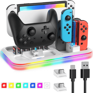 SHEIN 1set Charging Base Compatible With Nintendo Switch/OLED White one-size