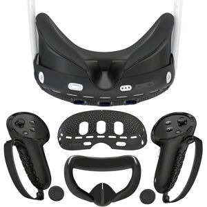 SHEIN Compatible With Meta Quest 3 Vr Accessories, Oculus Quest 3 Silicone Protective Cover, Controller Grip Cover, Vr Shell Cover, Face Mask, Lens Protector Black one-size