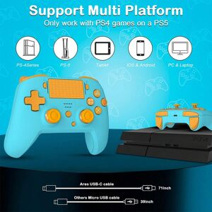 SHEIN Wireless Controller for PS4,1200mAH Large battery for 10-12hrs Playing Game Time, Game Control for Scuf PS4 Controller with Turbo, Joystick Gamepad Work for Playstation 4 Controller with Back Paddles for PS4/PS5/Steam/PC/IOS.(Light Blue) Baby Blue o