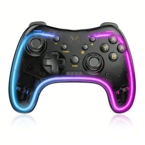 SHEIN Wireless Controller For Switch/Lite/OLED Console Pro Gamepad For Android Mobile For IOS For Windows PC LED Joysticks Transparent Black one-size