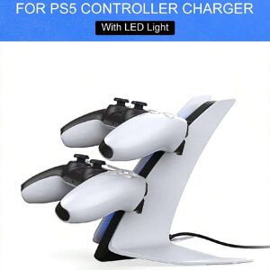 SHEIN 1pc PS5 DualSense Controller Charger Special Edition, Wireless Controller Charging Station With Dual USB C Ports, Dual USB Fast Charging Dock For Playstation 5 Dualsense Controller. Dual Charger For Playstation 5 Controller, For PS5 Charging Station