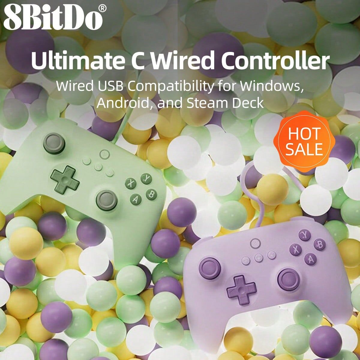 SHEIN 8Bitdo Ultimate C Wired Controller,PC Gamepad Joystick,Compatible With Windows 10 11 Android Raspberry Pi Steam Deck Game Console Accessories,Turbo Function Plug And Play Rumble Vibration Enhanced Grip Analog Triggers,Purple Purple one-size