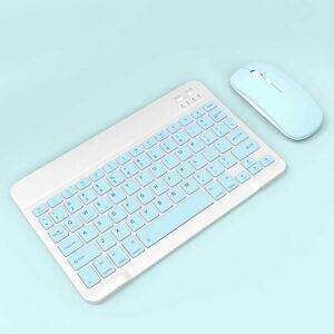 SHEIN Wireless Keyboard Mouse Set, Compatible With Ipad, Computer, Mobile Phone, Tablet, Rechargeable, Mute, Mini Size Blue one-size