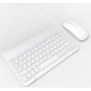 SHEIN Wireless Keyboard And Mouse Set, Compatible With Ipad, Computer, Smartphone, Tablet, Rechargeable And Silent, Mini Size White one-size