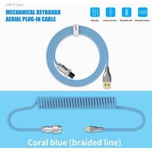 SHEIN Mechanical Keyboard Cable Coiled Type-C USB Aviation Connector Spring Wire Desktop Computer Plug Decoration Accessory For Gaming Keyboard, Mechanical Keyboard Cable With Detachable Metal Aviator,1.5M USB-C To USB-A, Tensile Length:2.2M Connector Spr