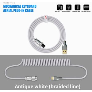 SHEIN Mechanical Keyboard Cable Coiled Type-C USB Aviation Connector Spring Wire Desktop Computer Plug Decoration Accessory For Gaming Keyboard, Mechanical Keyboard Cable With Detachable Metal Aviator,1.5M USB-C To USB-A, Tensile Length:2.2M Connector Spr