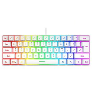SHEIN Snpurdiri 60% wired game keyboard, 61 keys RGB backlit wrist rest compact mini computer game keyboard (White) White one-size