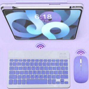 SHEIN Wireless Keyboard And Mouse Combo, Compatible With Ipad Computer Phone Tablet, Rechargeable Silent Mini Keyboard And Mouse Purple one-size