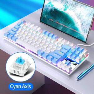 SHEIN Yindiao Wired Mechanical Keyboard Luminous E-Sports Game Desktop Computer Notebook General Equipment White Blue one-size