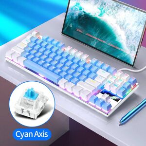 SHEIN Yindiao Wired Mechanical Keyboard With Backlit, Gaming Keyboard For Desktop Computer, Laptop, Universal Device Blue and White one-size