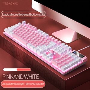 SHEIN Yindiao Wired Backlit Keyboard For Gaming, Office, Desktop Computer And Laptop, Universal Pink White one-size