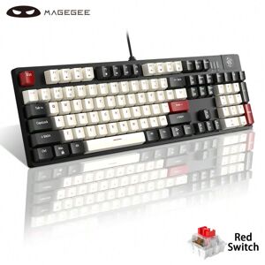 SHEIN MageGee Armor Mechanical Game Keyboard Newly Upgraded Blue Switch 104 Key LED Backlit Keyboard USB Wired Mechanical Computer Keyboard Laptop Desktop Computer Games Black White-Red Switch Black one-size