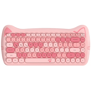 SHEIN Wireless Cute Computer Bluetooth Keyboard With Typewriter Round Keycap For PC Pink