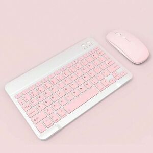 SHEIN Wireless Keyboard Mouse Combo, Compatible With Ipad, Computer, Phone, Tablet, Rechargeable & Silent, Mini-size Pink one-size