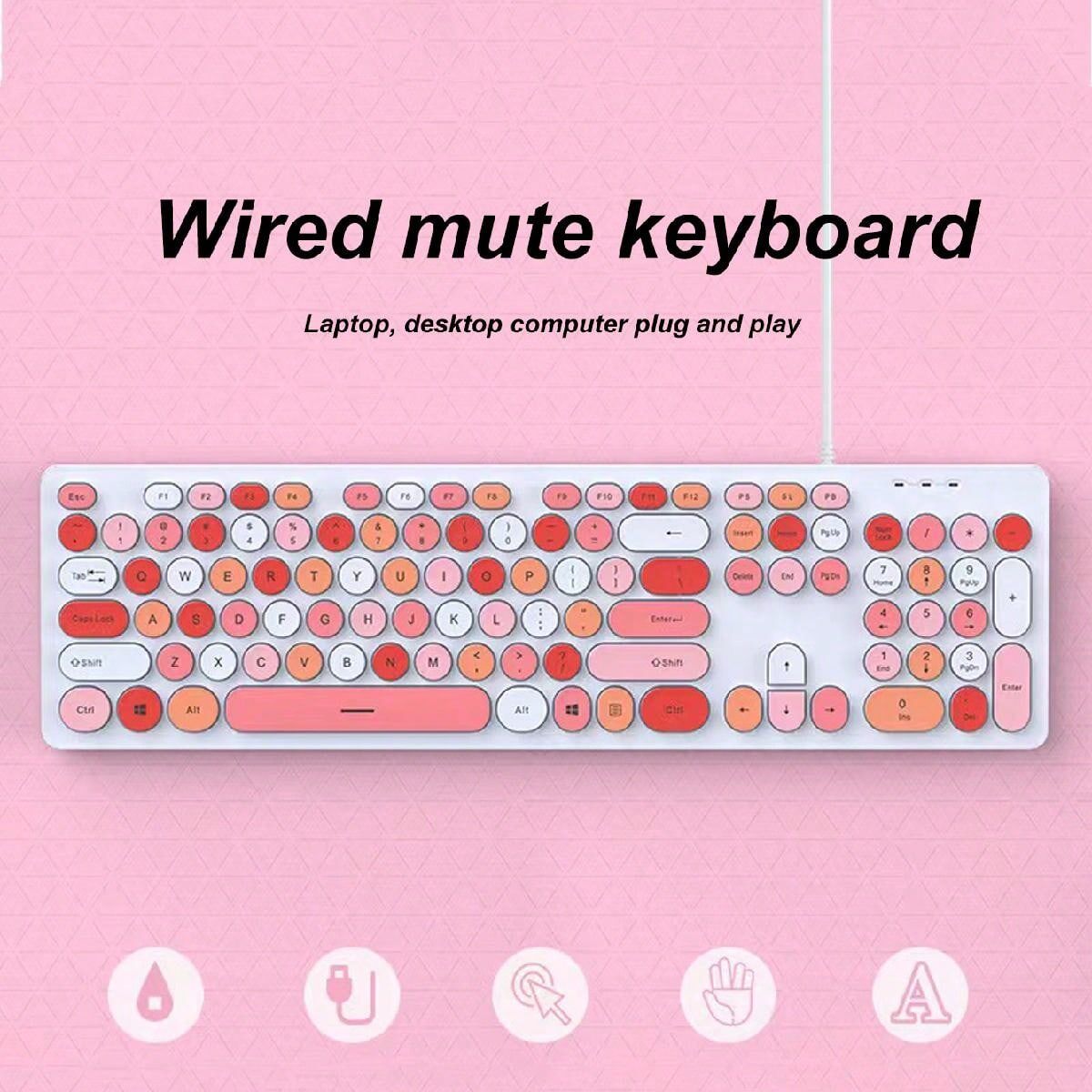 SHEIN Wired Keyboard Usb For Laptop Desktop Computer Business Office, Compatible With All Devices With Usb Port (keyboard Only) Multicolor one-size