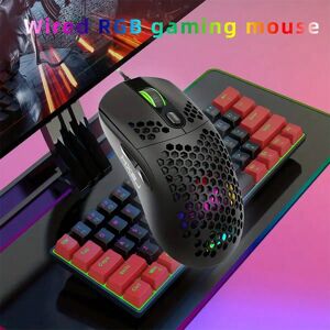 SHEIN HXSJ Upgrade Your Gaming mouse -Wired Gaming Mouse light Honeycomb Mouse - RGB Backlight and 8000 Adjustable DPI Ergonomic and Lightweight USB Computer Mouse with High Precision Sensor for Windows PC & Laptop Gamers Black one-size
